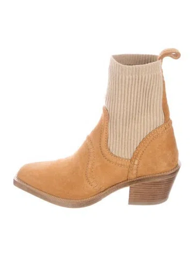 Pre-owned Chloé Suede Western Boots In Neutral