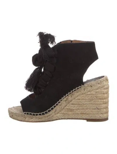 Pre-owned Chloé Suede Whipstitch Trim Espadrilles In Black