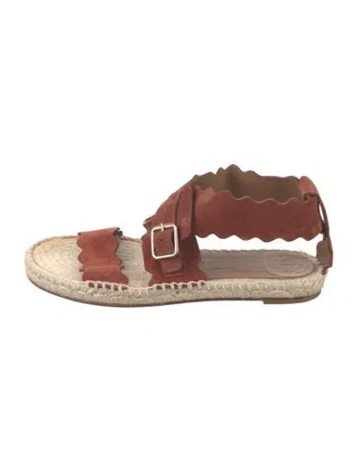 Pre-owned Chloé Suede Whipstitch Trim Espadrilles In Brown