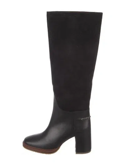 Pre-owned Chloé Suede Whipstitch Trim Rain Boots In Black