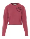 Chloé Short And Fitting Pullover With Wool Logo In Pink
