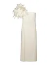 Chloé One-shoulder Organza-trimmed Linen Maxi Dress In White