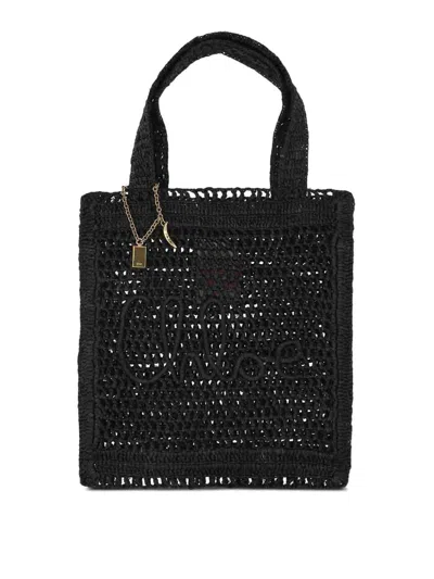 Chloé Women Summer Banana Rafia Tote In Black