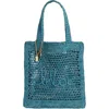 Chloé Teal Green Raffia Summer Banana Shoulder Bag In Stormy Sea
