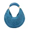 Chloé Summer Banana Top-handle Bag In Crochet Fabric In Blue