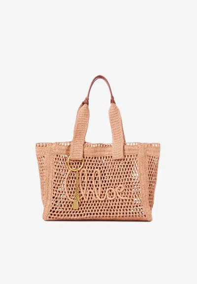 Chloé Summer Banana East-west Raffia Tote Bag In Sand
