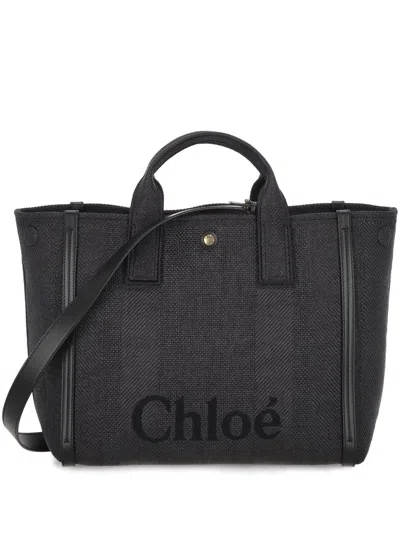 Chloé Chloè Carry Black Tote Bag With Logo