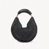 Chloé Summer Banana Top-handle Bag In Crochet Fabric In Black
