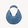 Chloé Summer Banana Top-handle Bag In Crochet Fabric In Blue