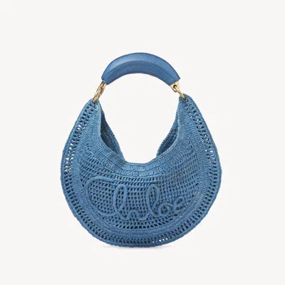 CHLOÉ SUMMER BANANA HOBO BAG IN RAFFIA BLUE SIZE ONESIZE 100% PAPER, BUBALUS BUBALIS, FARMED, COO ITALY