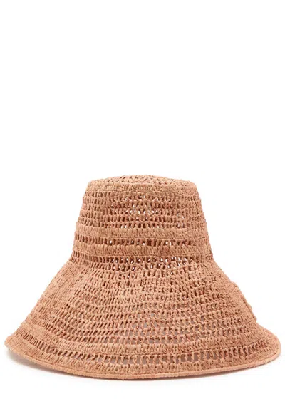 Chloé Chloe Summer Banana Logo Raffia Hat In Animal Print