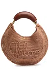 Chloé Summer Banana Leather-trimmed Embroidered Raffia Tote In Beige