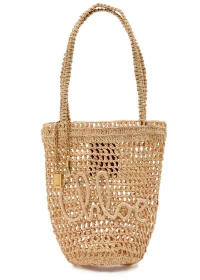 Chloé Chloe Summer Banana Logo Raffia Tote