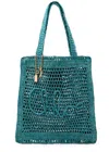 Chloé Teal Green Raffia Summer Banana Shoulder Bag In Blue