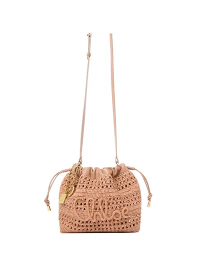 Chloé Summer Banana Logo-embroidered Woven Mini Bag In Neutral