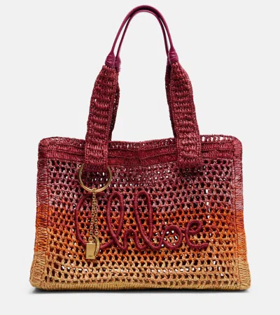 Chloé Womens Multicolor Orange Summer Banana East-west Raffia Tote Bag