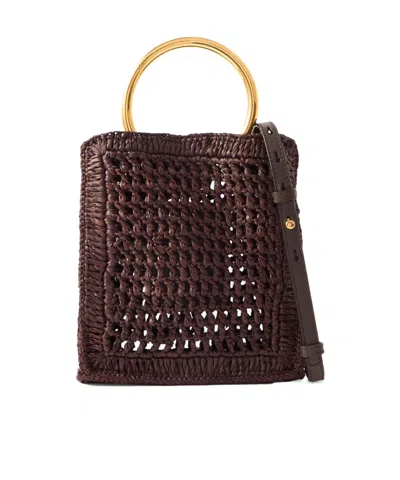 Chloé Summer Banana Small Leather-trimmed Woven Raffia Tote Bag