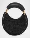 Chloé Summer Banana Mini Hobo Bag In Metallic Crochet In Black