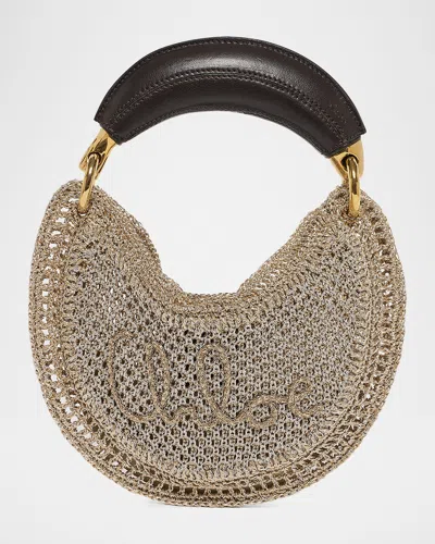 CHLOÉ SUMMER BANANA MINI HOBO BAG IN METALLIC CROCHET