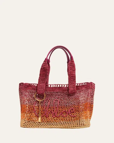 Chloé Summer Banana Ombre Raffia Tote Bag In Multi
