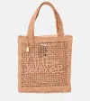 Chloé Summer Banana Embellished Crocheted Embroidered Faux Raffia Tote In Beige