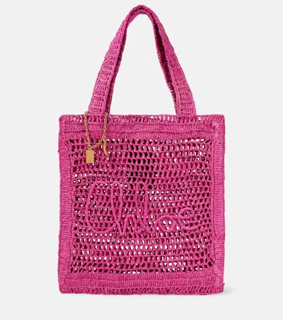 Chloé Chloe Women Fuchsia Raffia Estate Banana Shopping Bag In Pink