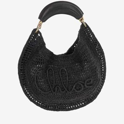 Chloé Chloe Women Black Raffia Banana Handbag