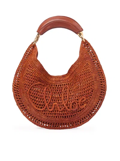 Chloé Summer Banana Raffia Hobo Bag In Brown
