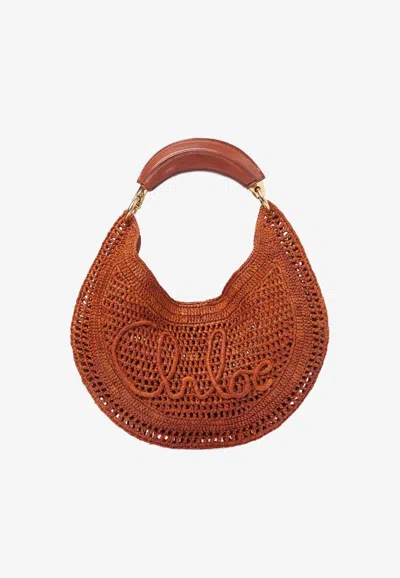 Chloé Summer Banana Raffia Hobo Bag In Brown