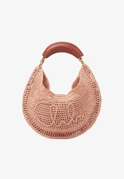 Chloé Summer Banana Raffia Hobo Bag In Sand
