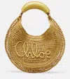 Chloé Summer Banana Leather-trimmed Embroidered Raffia Tote In Yellow