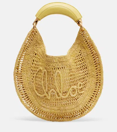Chloé Summer Banana Raffia Shoulder Bag In Yellow