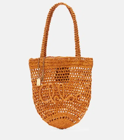 Chloé Summer Banana Raffia Tote Bag