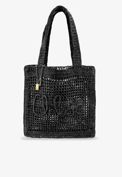 Chloé Summer Banana Raffia Tote Bag
