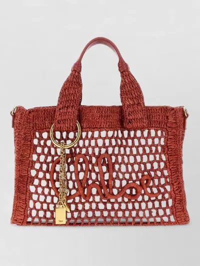 Chloé Summer Banana Raffia Tote Bag In Brown