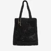 Chloé Summer Banana Embellished Crocheted Embroidered Faux Raffia Tote In Black