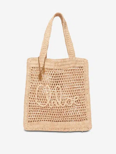 Chloé Chloe Raffia Estate Banana Shopping Bag In Brown