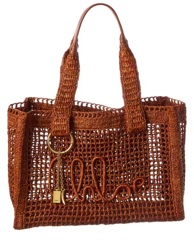 Chloé Summer Banana Raffia Tote In Brown