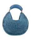 Chloé Chloe Women Teal Green Raffia Banana Handbag In Stormy Sea