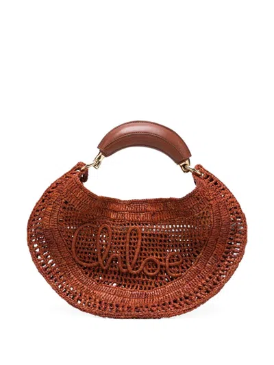 Chloé Summer Banana Rafia Hobo Bag In Brown