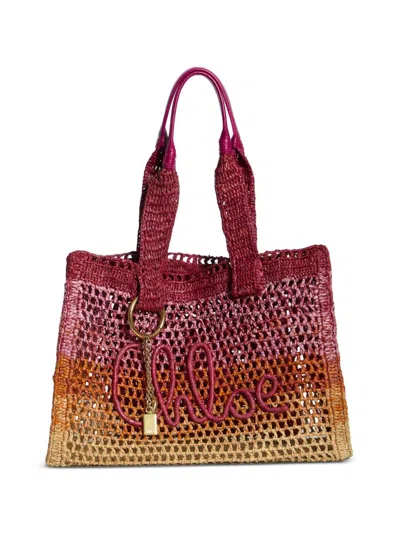 Chloé Summer Banana Rafia Tote Bag In Multi