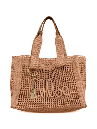 Chloé Summer Banana Rafia Tote Bag In Brown