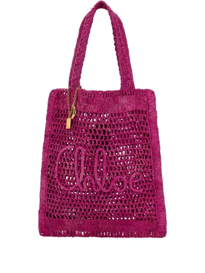 Chloé Chloè Summer Banana Rafia Tote In Pink