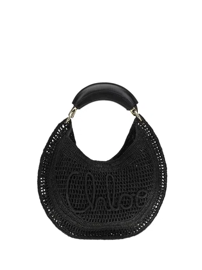 Chloé Chloe Women Black Raffia Banana Handbag