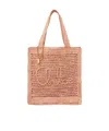 Chloé Summer Banana Embellished Crocheted Embroidered Faux Raffia Tote In Nude