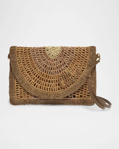 Chloé Summer Banana Sling Crossbody Bag In Crochet Paper And Leather