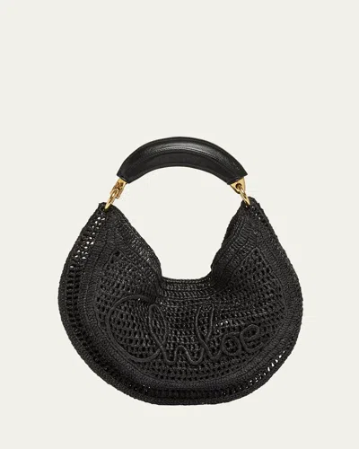 CHLOÉ SUMMER BANANA TOP-HANDLE BAG IN CROCHET FABRIC