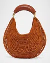 Chloé Summer Banana Top-handle Bag In Crochet Fabric In Brown