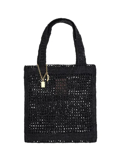 Chloé Women Summer Banana Rafia Tote In Black