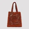 Chloé Clay Brown Raffia Summer Banana Tote Bag In Red